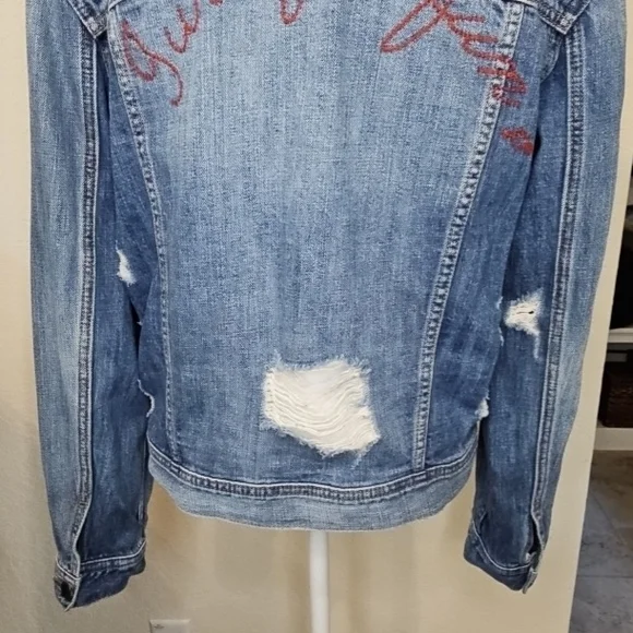 Classic Denim Jacket with Red Floral Detail - Picture 6 of 12